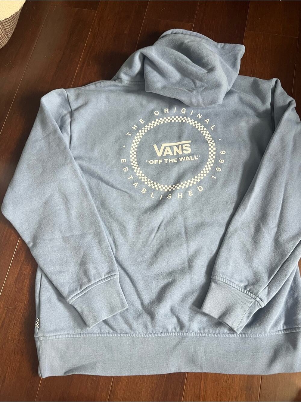 Vans Women’s Dusty Slate Blue Off The Wall Pullover Graphic Hoodie Sweatshirt S